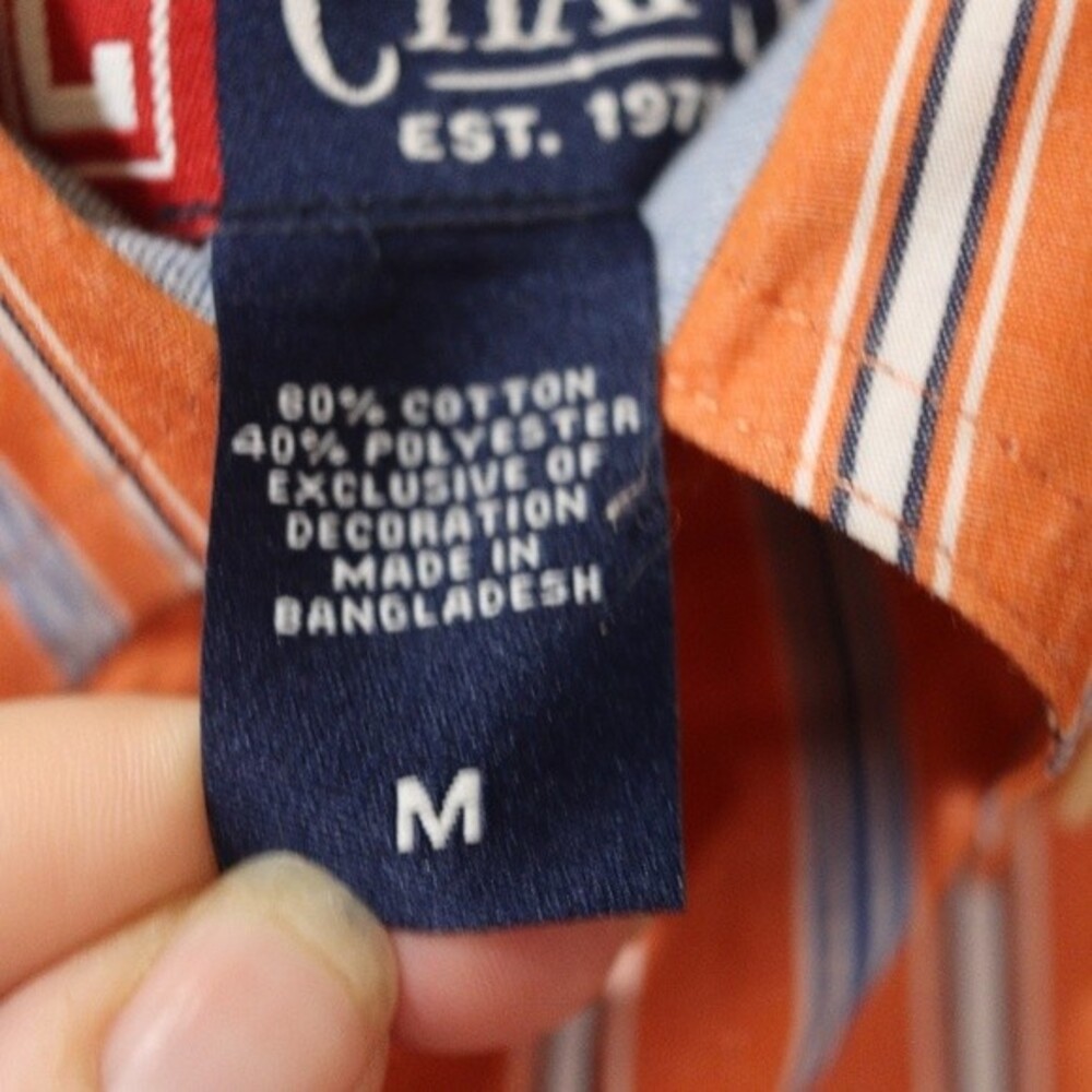 Chaps Orange Striped Button Down Collared Mens Sh… - image 8